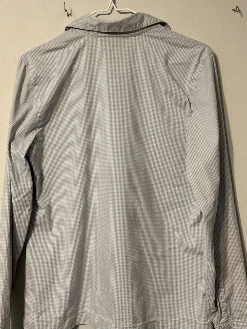 Ellen Tracy Small-Check Light Gray Dress Shirt